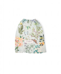 Ivory And Aqua Colour Printed Canvas Apron With Pouch