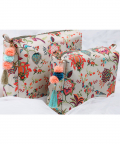 Khaki Chidiya Print Large, Medium Vanity Kit