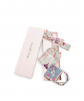Blue Bandhani Kilim And Grey Ikat Stripe Print Pleated 3 Ply Mask With Pouch And Hairband Set