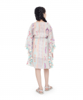 PS Kids Grey Colour Printed Silkmul Kaftaan For Girls