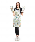 Ivory Colour Printed Canvas Mittens With Aqua Colour Printed Silkmul Piping