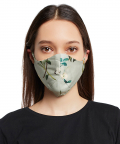 Aqua And Ivory Titli Print Reversible 3 Ply Mask With Pouch
