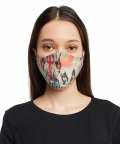 Blue And Stone Ikat Garden Print Reversible 3 Ply Mask With Pouch