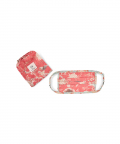 Coral And Aqua Chidiya Print Pleated 3 Ply Mask With Pouch
