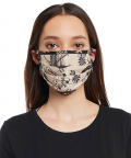 Blush Jannat With Black Pine Cone Print Pleated 3 Ply Mask With Pouch