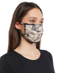 Blush Jannat With Black Pine Cone Print Pleated 3 Ply Mask With Pouch