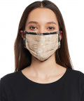 Beige Khargosh With Black Pine Cone Print Pleated 3 Ply Mask With Pouch