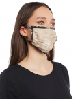 Beige Khargosh With Black Pine Cone Print Pleated 3 Ply Mask With Pouch