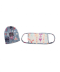 PS Men Grey Ikat Stripe And Blue Bandhani Kilim Print Pleated 3 Ply Mask With Pouch For Men