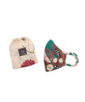 PS Men Brown Abutilon And Peach Bageecha Print Reversible 3 Ply Mask With Pouch For Men