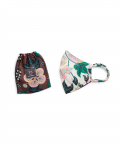 PS Men White Abutilon And Brown Abutilon Print Reversible 3 Ply Mask With Pouch For Men