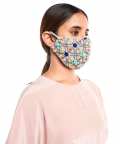 Pale Blue Crepe Gota Oggee Embroidered Mask
