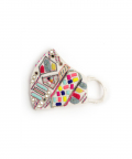 Cream Crepe Kutch Embroidered Mask