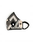 Black Dupion Silk Geometric Embroidered Mask