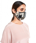Black Dupion Silk Geometric Embroidered Mask