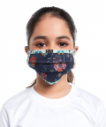 PS Kids Navy Spring And Tulip Garden Print Pleated 3 Ply Mask With Pouch For Kids