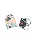 PS Kids Navy Spring And Tulip Garden Print Pleated 3 Ply Mask With Pouch For Kids