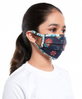 PS Kids Navy Spring And Tulip Garden Print Pleated 3 Ply Mask With Pouch For Kids