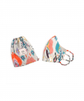 Stone Ikat Garden Print Structured 3 Ply Mask With Pouch