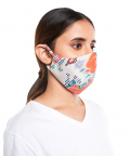 Stone Ikat Garden Print Structured 3 Ply Mask With Pouch
