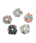 Set Of 5 Assorted Silkmul Scrunchies In Signature Prints