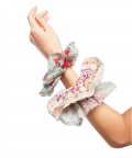 Set Of 3 Assorted Organza And Silkmul Scrunchies In Signature Prints