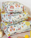 Cream Spring Print Small, Medium And Large Vanity Kits Set (Set Of 3)