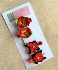 Pansy And Felt Butterfly Alligator Clips- Set Of 4 - Combo A
