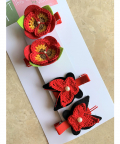 Pansy And Felt Butterfly Alligator Clips- Set Of 4 - Combo A