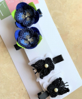 Pansy And Felt Butterfly Alligator Clips- Set Of 4 - Combo D