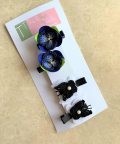 Pansy And Felt Butterfly Alligator Clips- Set Of 4 - Combo D