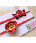 Pansy And Felt Butterfly Soft Hairband - Set Of 2 - Combo A