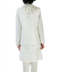 Resham Embroidery Bundi With Silk Lining Paired With Plain Kurta & Churidar