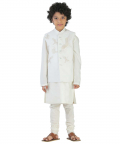 Resham Embroidery Plain Kurta & Bundi Set