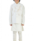 Resham Embroidery Plain Kurta & Bundi Set