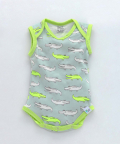 Royal Brats Onesies with Crocodile Print-Green
