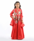 Red Embroidered Anarkali Set