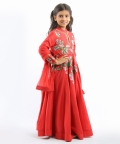 Red Embroidered Anarkali Set