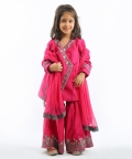 Fuchsia Chanderi Embroidered Kurta Set