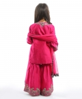 Fuchsia Chanderi Embroidered Kurta Set