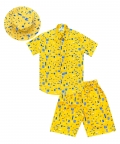 Yellow Printed Co-Ord Set With Hat
