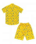 Yellow Printed Co-Ord Set With Hat