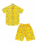 Yellow Printed Co-Ord Set With Hat