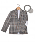 Eagle Grey Checkered Blazer With White Elbow Patch