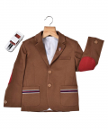 Bronze Blazer With Detailing On Pockets And Maroon Elbow Patch