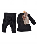 Black Kurta With Sequence Fabric Comb Waist Coat