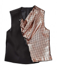 Black Kurta With Sequence Fabric Comb Waist Coat