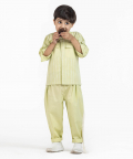 Pale Lime Stripe Collar Shirt Co Ord