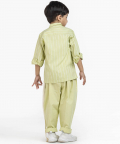 Pale Lime Stripe Collar Shirt Co Ord
