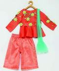 Peach Peplum Top Bottom Set